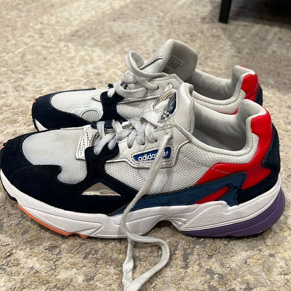 Adidas Women Falcon CG6246 Multicolor Suede Lace Up Low Top Sneaker Shoes Sz 7.5